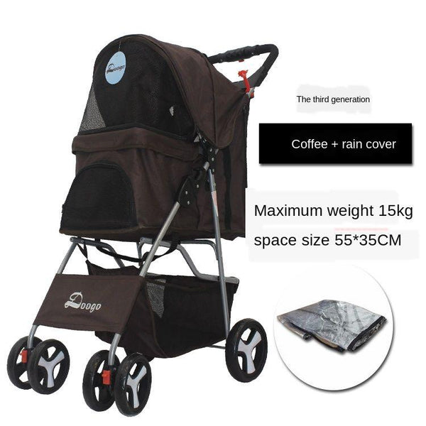 Foldable Pet Stroller Dog Detachable Cart with 4 Wheels