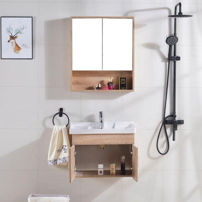 Solid Wood Bathroom Cabinet Wash Basin Cabinet Combination Washbasin Balcony Toilet Wall-mounted
