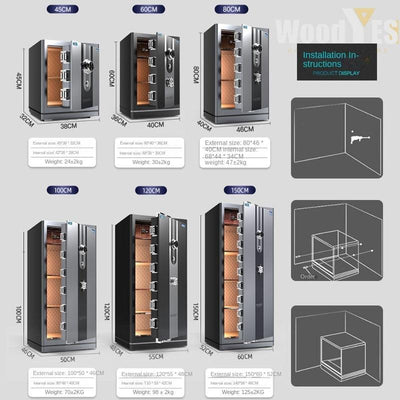 Safe Box Mechanical Code 1000℃ Fireproof Waterproof Lock 80 / 60 / 45cm All Steel Anti-theft Office