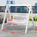PINA Outdoor swing chair garden chair Solid wood hanging blue three-person swing chair outdoor