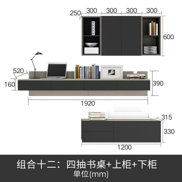 Desk Bookshelf Combination Nordic Simple Modern Small-family Computer Table and Study Table-top Desk