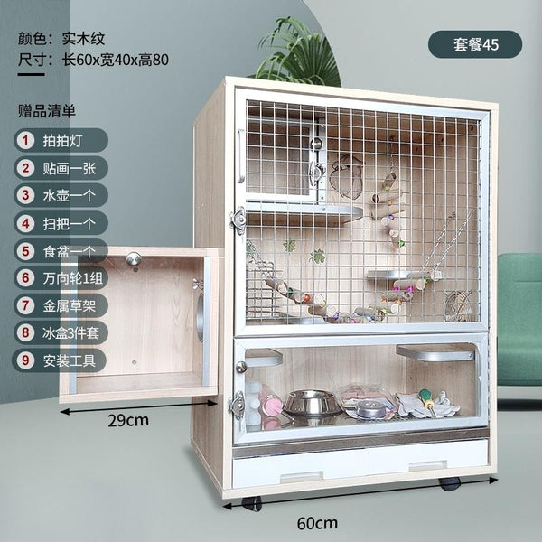 Hamster Cage Chinchilla Cabinet Totoro Cage Solid Wood Ecological Board Pet Cabinet Villa Chinchilla