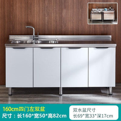 Simple stainless steel economical hearth integrated assembly kitchen cabinet household for renting