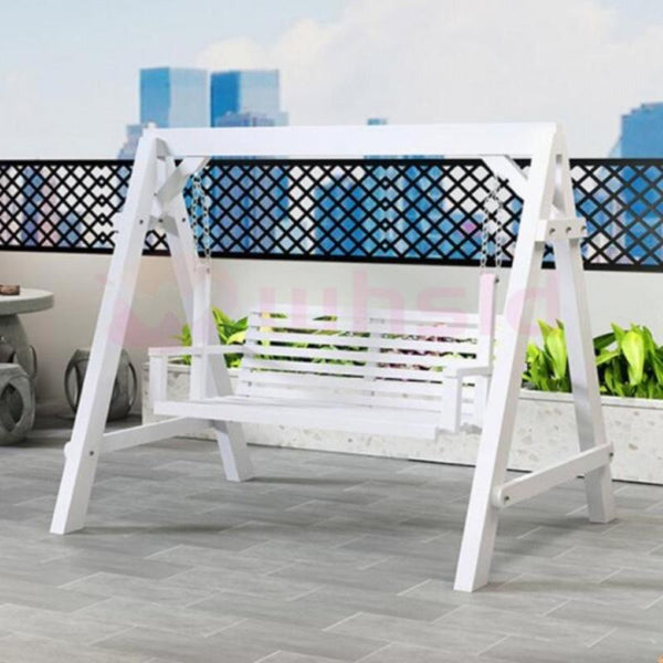 PINA Outdoor swing chair garden chair Solid wood hanging blue three-person swing chair outdoor