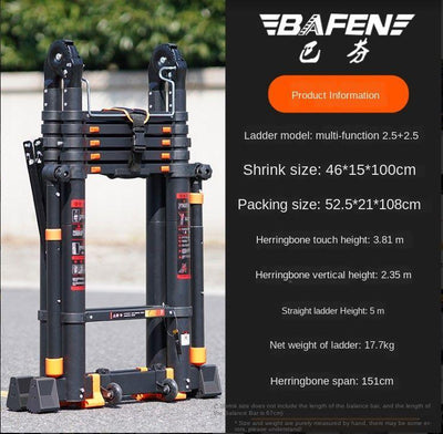 Portable Stairs Thickened Aluminum Alloy Engineering Telescopic Herringbone Household Folding Ladder