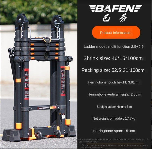Portable Stairs Thickened Aluminum Alloy Engineering Telescopic Herringbone Household Folding Ladder