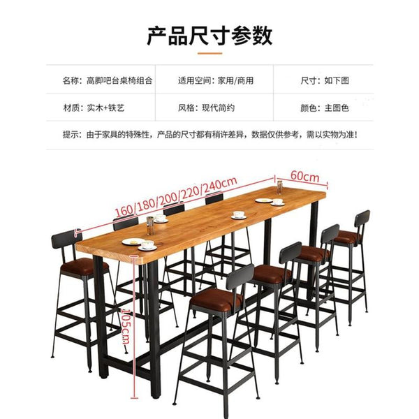 Bar Table Solid Wood High Foot Nordic Bar Table and Chair Iron Leisure Milk Tea Shop Bar Clear Bar