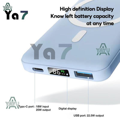YAYU 10000mAH Slim Magnetic Wireless Power Bank Fast Charging Light Portability Powerbank