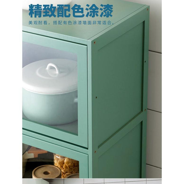 (EIYI) Kitchen Storage Cabinet Floor Multi-storey Cupboard Living Room Balcony Shelf With Door