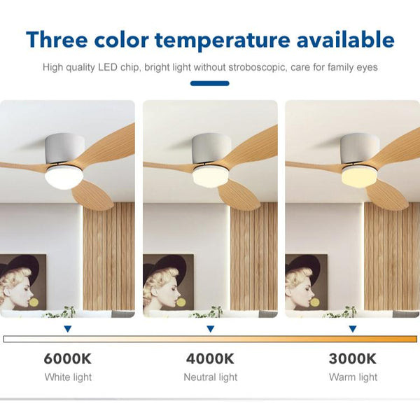 Ceiling Fan With Led Light 48"/52" Tri-Color LED Light Remote Control Ceiling Light 5-YEAR-WARRANTY