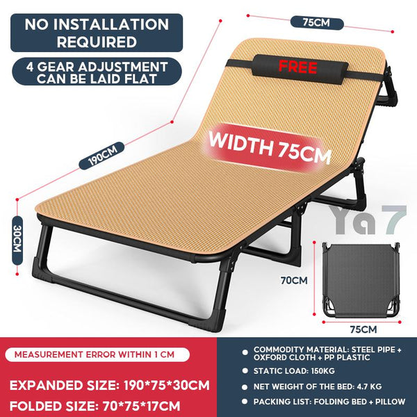 YAYU Foldable Bed Frame Sofa Bed Lightweight Ultra-wide 75Cm Adjustable Back Multi-functional Single