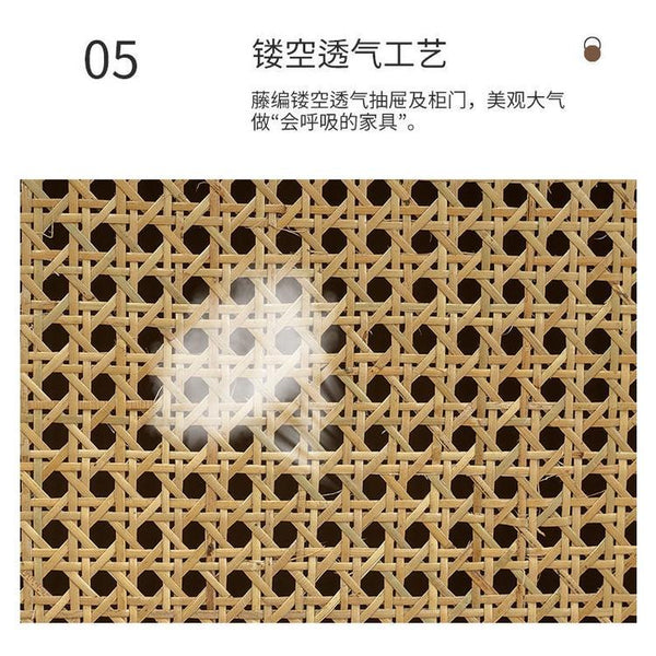 GC Storage Cabinet Solid Wood Rattan Cabinet Sideboard Modern Simple Living Room Wall Cabinet