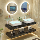 Modern Light Luxury Bathroom Cabinet Combination Double Deck Marble Wash Basin Wall Mounted Small