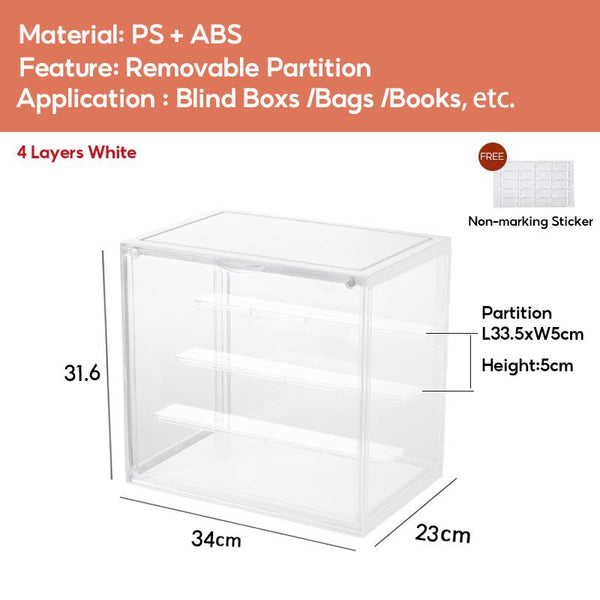 Popmart Display Box Acrylic Figurine Display Case For Blind box Lego With Display Shelf Transparent