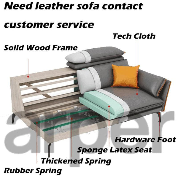 arper Italian Leather Sofa Living Room Waterproof Simple Sofa Light Luxury Sofa Bed