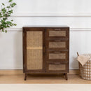 GC Storage Cabinet Solid Wood Rattan Cabinet Sideboard Modern Simple Living Room Wall Cabinet