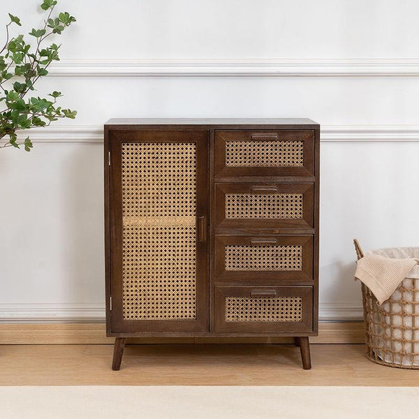 GC Storage Cabinet Solid Wood Rattan Cabinet Sideboard Modern Simple Living Room Wall Cabinet