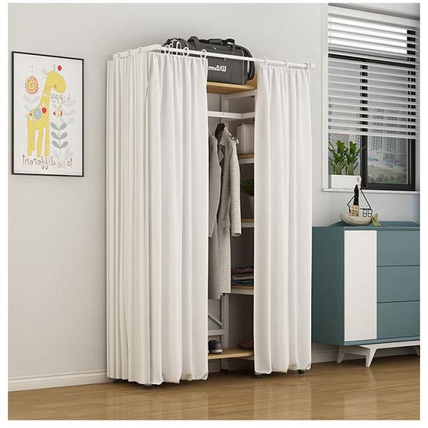 Clothes Rack Shoe Curtain With Family Clothes Rack Plus Wide Wardrobe Bedroom Multi-functional