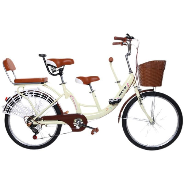 PIGEON Three-person Foldable Bicycle Father And Son Double Bike Couple Tour Two People Riding Tandem
