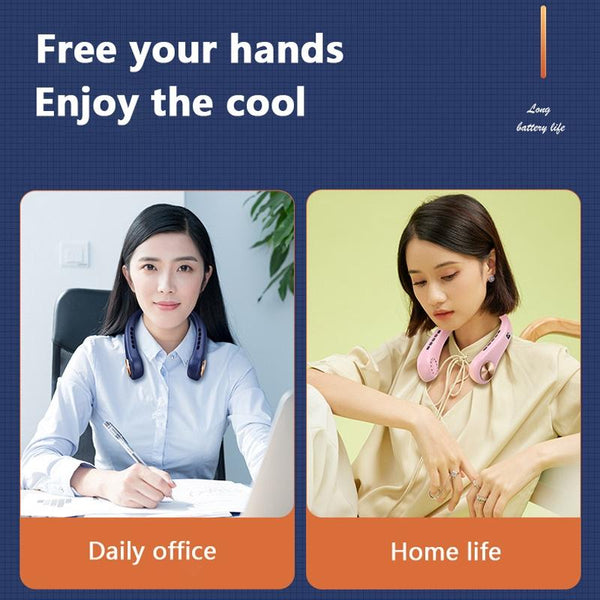 Neck Fan Leafless Portable Fan USB Rechargeable Neck Fan Outdoor Hanging Neck USB Fan