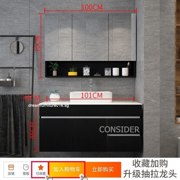Nordic Bathroom Mirror Cabinet With Storage Solid Wood Mirror Waterproof Storage Cabinet Wash Basin