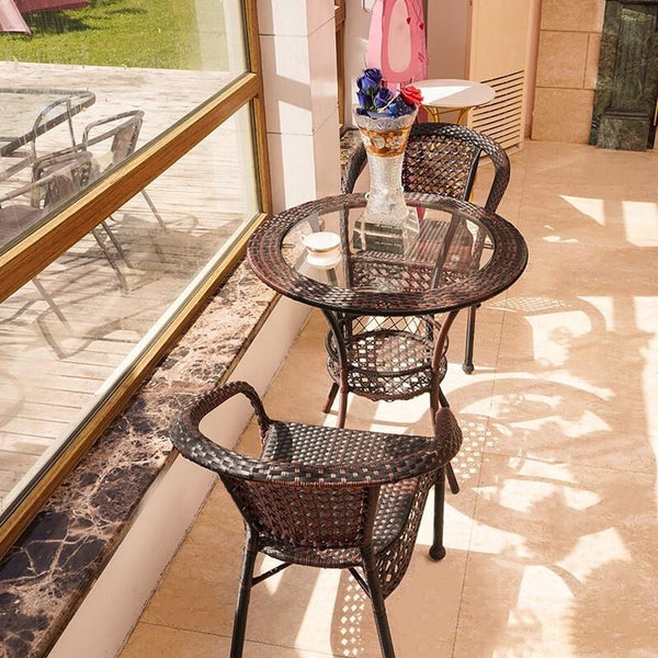 Mingran furniture rattan chair three piece set balcony small table chair tea table chair combination