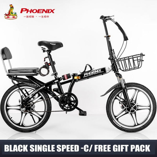 Phoenix Foldable Bicycle 7 Speed Variable Speed Foldable Bike High Carbon Steel Double Disc Brake