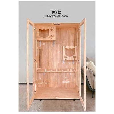 Byto Cat Cage Villa Solid Wood Cat Condo Villa Cat Apartment Scratching Post