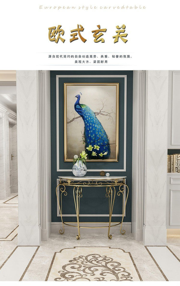 Nordic Light Luxury Ins Simple Iron Porch Against the Wall Modern Hallway Corridor Semi-round Table