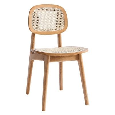 Desiny Solid Wood Dining Chair Household Rattan Woven Medieval Chair Rattan Chair