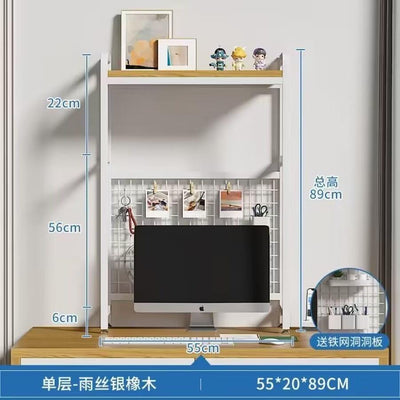 Desktop Shelf Desk Pegboard Wall Shelf Desktop With Grid Multi-layer Shelves Home Students Computer