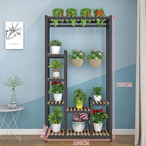 Indoor Screen Partition Living Room Xuanguan Green Flower Pot Rack Iron Floor-to-ceiling Multi-layer