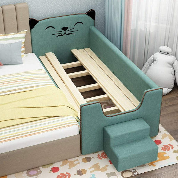 IN STOCK Solid Wood Children's with Guardrail Widened Adult Small Big Bed Crib Yanbian Stitching