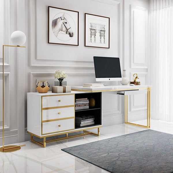 Nordic Corner Desk Bookshelf Combination Modern Minimalist Home Desktop Computer Table Bookcase