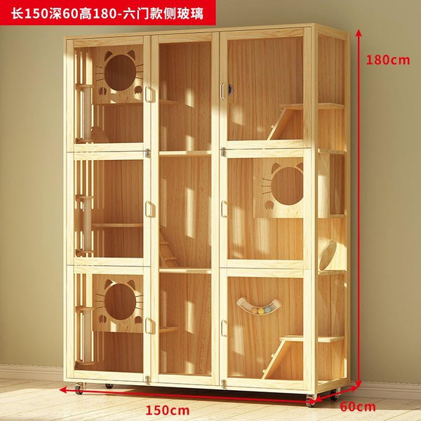 Pet Condo Cage Villa Luxury Double/Three-story Cat Villa Apartment Display Cabinet Household Solid