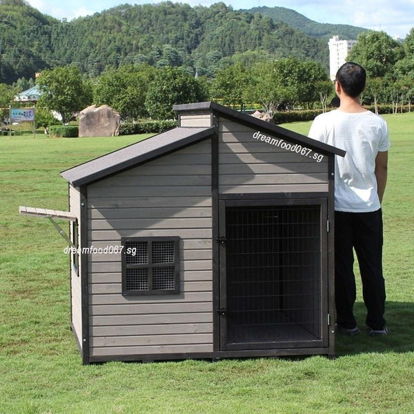 Outdoor Dog House Solid Wood Rain Proof Sunscreen Anticorrosive Dog House Dog Cage Large And