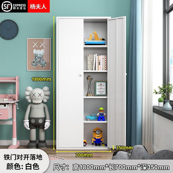 WOODYES Nordic Iron Bookcase Glass Door Cold Rolled Steel Book Shelf Storage Cabinet Student Floor