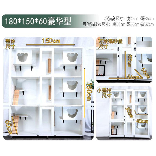 YIPET Solid Wood Cat Nest Household Cat Cage Super Large Luxury Pet Villa Cabinet