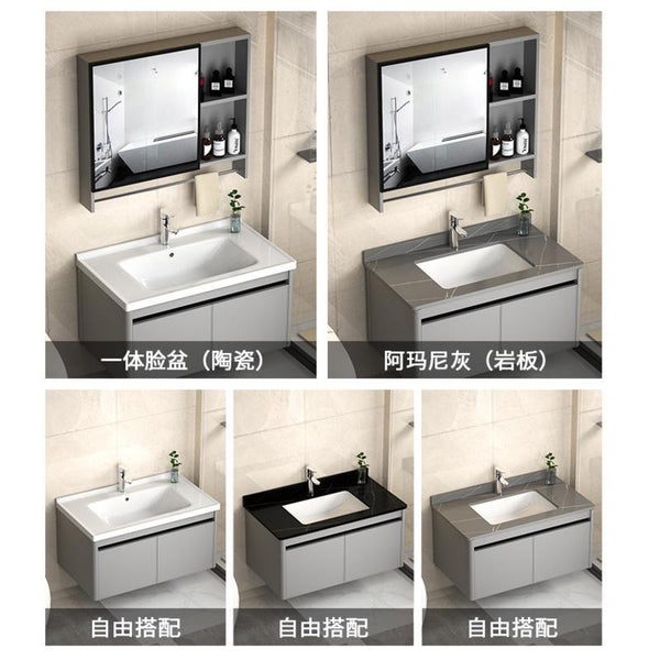 PYGH Italian Slate Bathroom Cabinet Thickened Aluminum Alloy Bathroom Vanity Cabinet Bathroom Smart