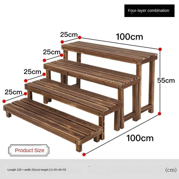 Solid Wood Flower Rack Ladder Succulent Plant Multi-storey Home/ Balcony Anticorrosive Room