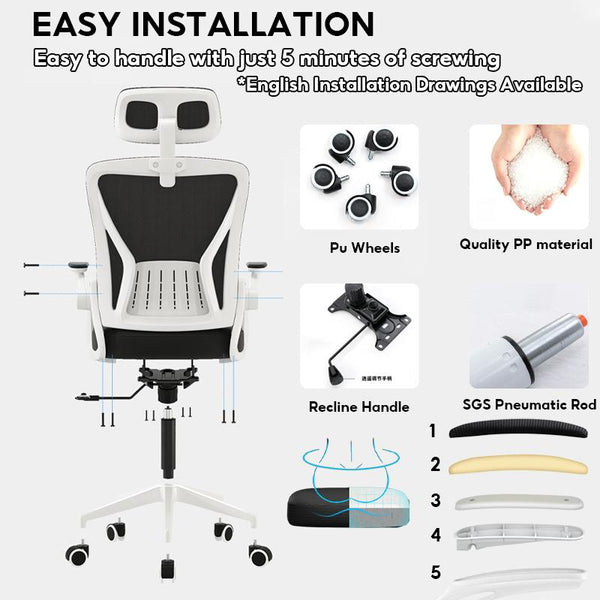 LeShu Mesh Office Chair Lifting High-back 150-185cm Thicken Latex Computer Chair