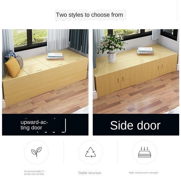 Solid Wood Custom Window Cabinet Utility Window Sill Balcony Storage Cabinet Free Combination Grid