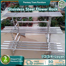 Stainless Steel Flower Rack Indoor/Outdoor Metal Plant Rack Ladder Flower Stand For Balcony Garden