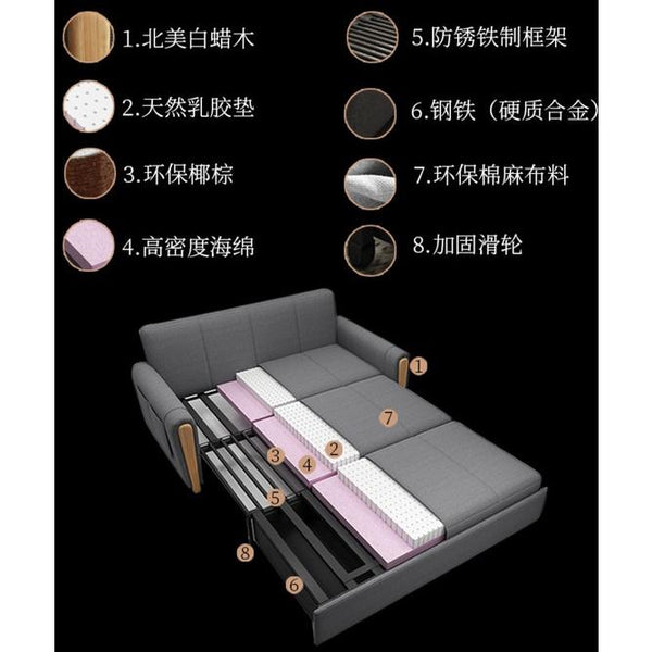 Nordic Folding Sofa Bed, Multifunctional Living Room, Lazy Sofa, Storage Sofa