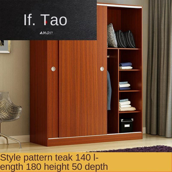 Wardrobe Sliding Door Simple Modern Economy Self-assembly Board 2 Door Large Wardrobe Real Wooden