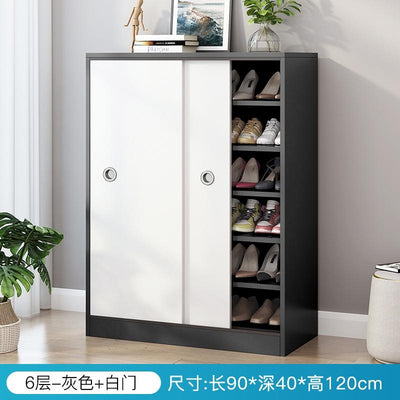 Shoe Rack Home Entrance Simple Modern High Vertical Sliding Door Shoe Rack Balcony Storage Solid