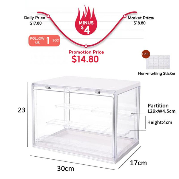 LED Light Acrylic Display Box Popmart Blind Box Display Box Figurine Display Case Magnetic Closure