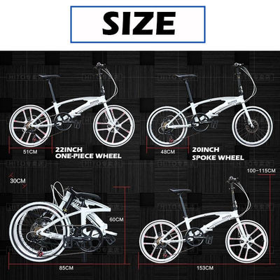 Hito X6 Foldable Bicycle Shimano 7 Speed 20/22 Inch Aluminum Alloy Frame Folding Bike Adult Students
