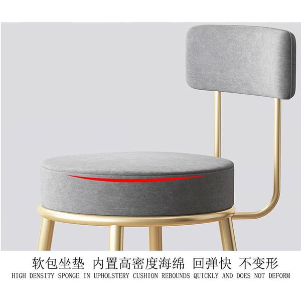 Y&u Nordic Style Wrought Iron Bar Stool Home Dining Chair Comfortable High Chair Modern High Stool