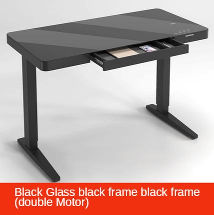 【In Stock】Hollin 21 X4 Study Desk Height Adjustable standing office table white blackTempered Glass